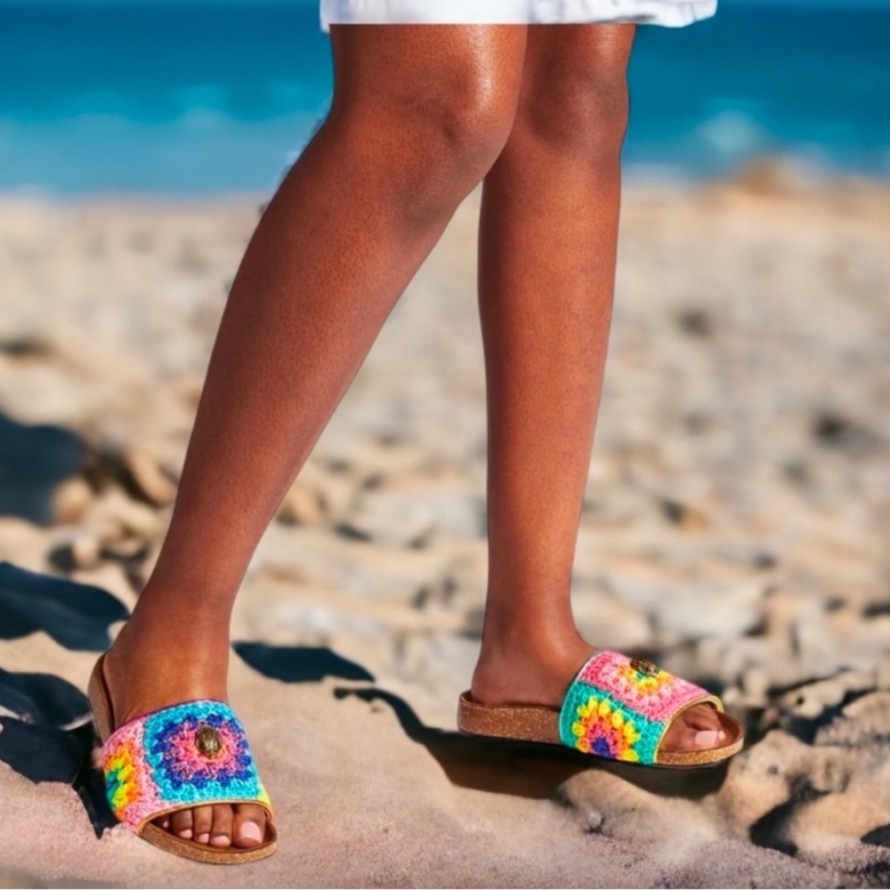 Kurt Geiger Red and Pink Sandals Vibrant Slide Style - Picture 3 of 7
